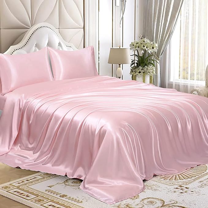 Homiest Blush Pink Satin Twin Sheet Set - Image 4
