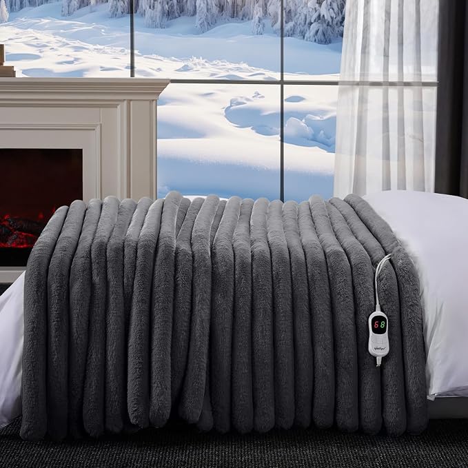 Heated Blanket Full Size, Faux Fur Cozy Heating Blanket - Image 7
