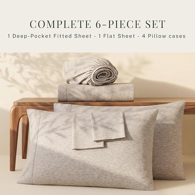 Hearth & Harbor Bed Sheets, Luxury Soft 6 Piece Bed Sheet Set Extra Deep Pocket - Image 5