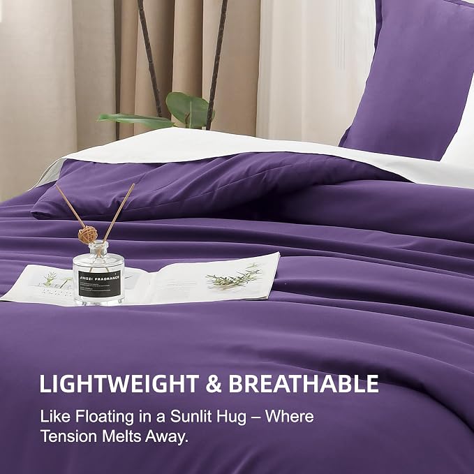 Litanika Dark Violet Purple Comforter Set California King Size, 3 Pieces Cal - Image 6