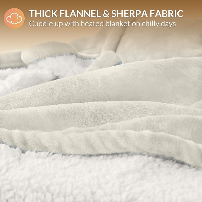 HOMLYNS LuxeHeat Heated Blanket Electric Blanket Queen Size, Soft Flannel - Image 5