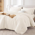MUXHOMO 7 Pieces King Comforter Set, Seersucker Bed in a Bag King Size by MUXHOMO