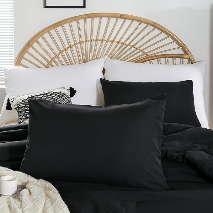 weigelia Queen Comforter Set Black Comforter Boho Solid Color Bedding Comforter - Image 4