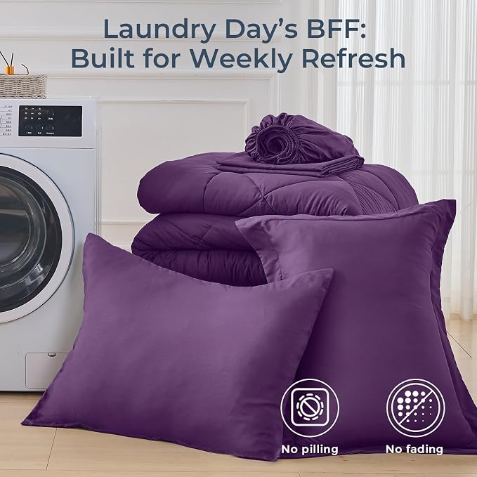 HEVUMYI Grape Purple Twin-XL Comforter Set - Image 7