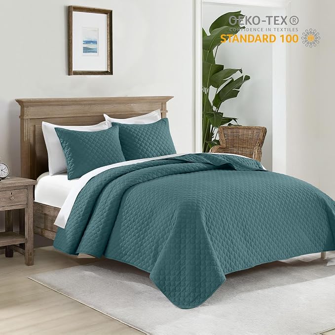 HORIMOTE HOME Quilt King Size Teal Blue, Lightweight Quilt - Image 2