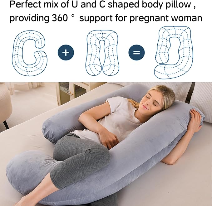 U-Shaped Pregnancy Pillow for Sleeping, Full Body Support for Back, HIPS & - Image 3
