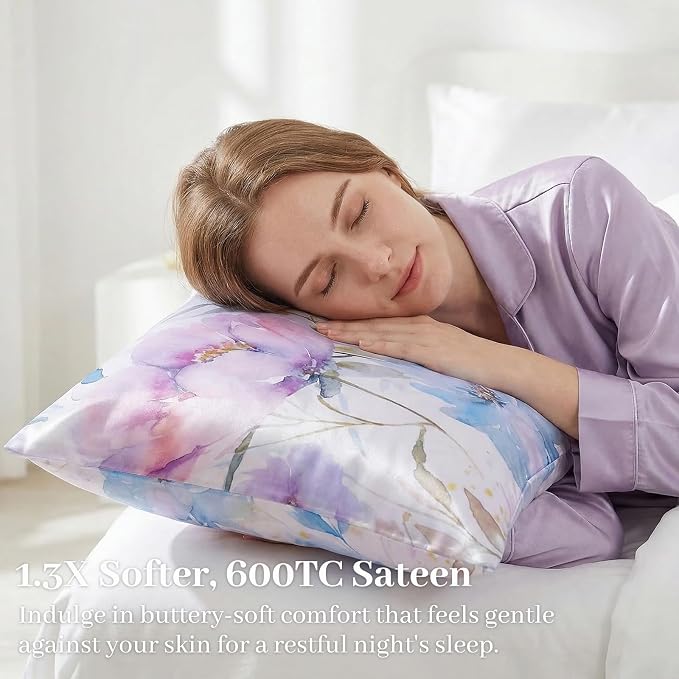 YIYEA 100% Viscose Derived from Bamboo Pillow Cases Set of 2, 600 Thread Count - Image 4