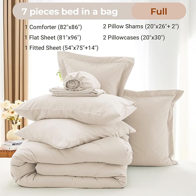 MUXHOMO 7 Pieces Full Comforter Set, Soft Bed in a Bag Full Size, All Season - Image 4