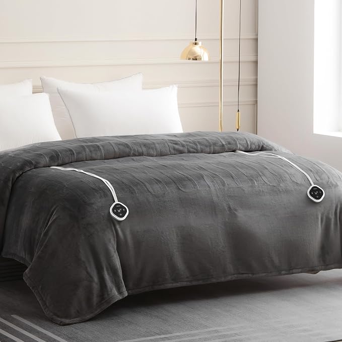 HOMLYNS LuxeHeat Heated Blanket Electric Blanket Queen Size, Soft Flannel - Image 7