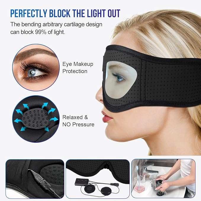MUSICOZY 3D Bluetooth 5.4 Sleep Headphones, Breathable Wireless Music Eye Mask - Image 6