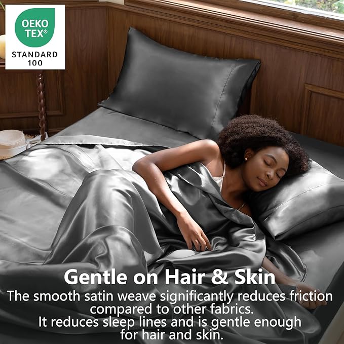 CozyLux Satin Sheets Queen Size Bed Set - Image 2