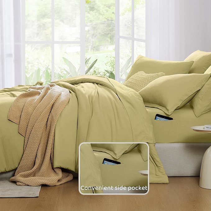 WRENSONGE King Comforter Set, 7 Pieces Hemp Soft Bed in a Bag King - Image 6