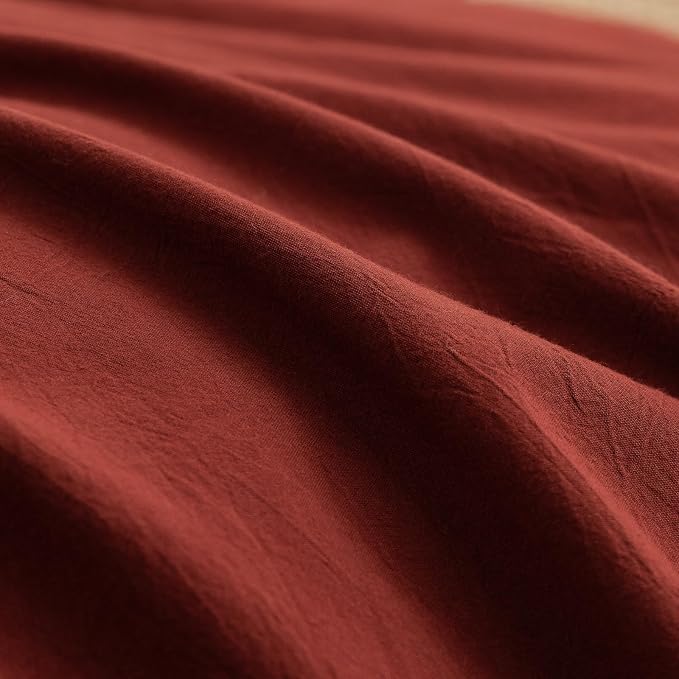 BESTOUCH Duvet Cover Set 100% Washed Cotton Linen Feel Super Soft Comfortable - Image 6