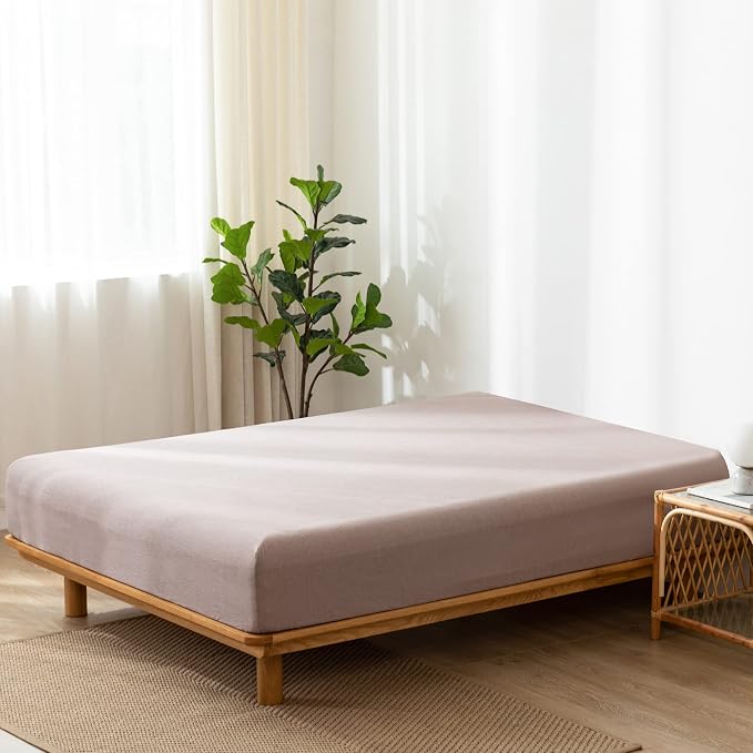 MooMee Fitted Bottom Sheet Only 100% Washed Cotton Linen Like Textured - Image 3