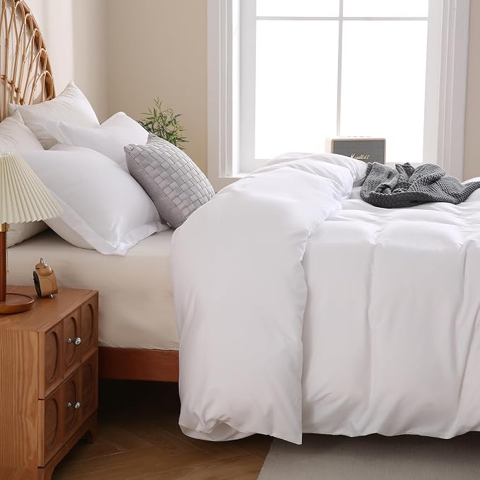 JSD White Duvet Cover Set Queen Size, 3 Piece Duvet Cover - Image 7