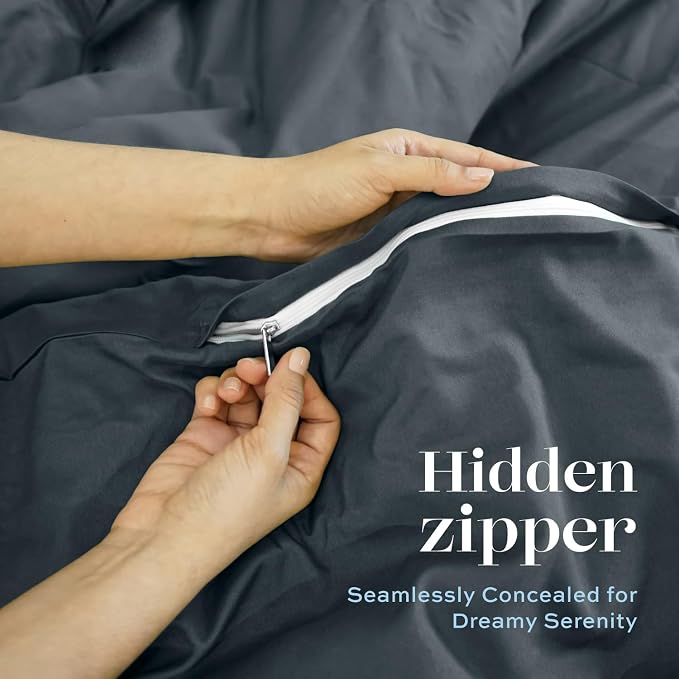 White Classic Grey Duvet Cover Queen Size, Microfiber Duvet Cover - Image 6