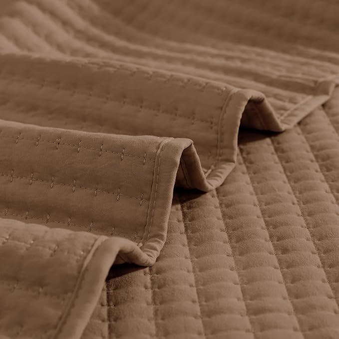 WRENSONGE Queen Quilt-3 Pieces Lightweight Bedspreads Brown Queen Size Quilt - Image 7