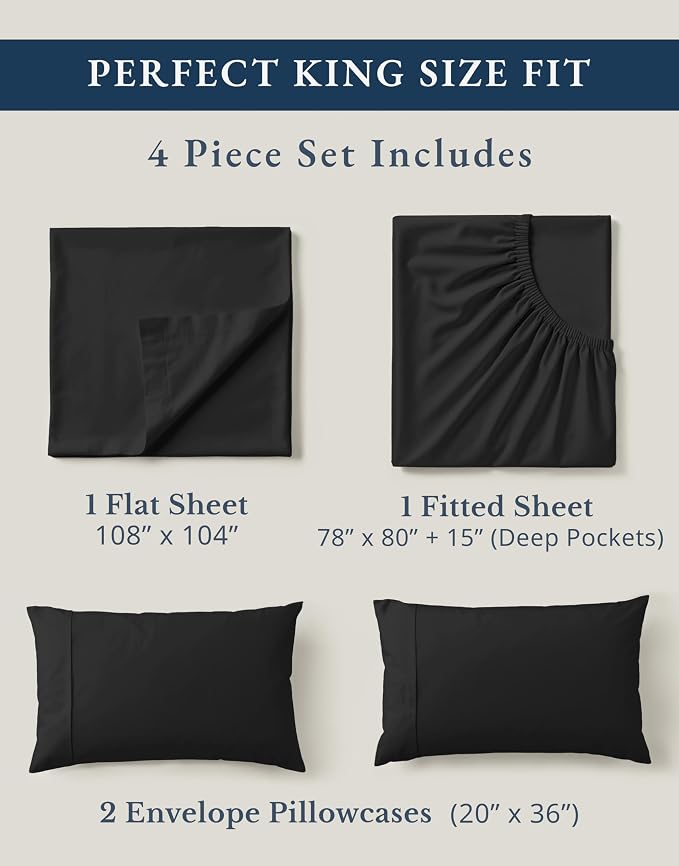 LANE LINEN 100% Organic Cotton Bed Sheets King Size, Soft & Comfy Fully - Image 4