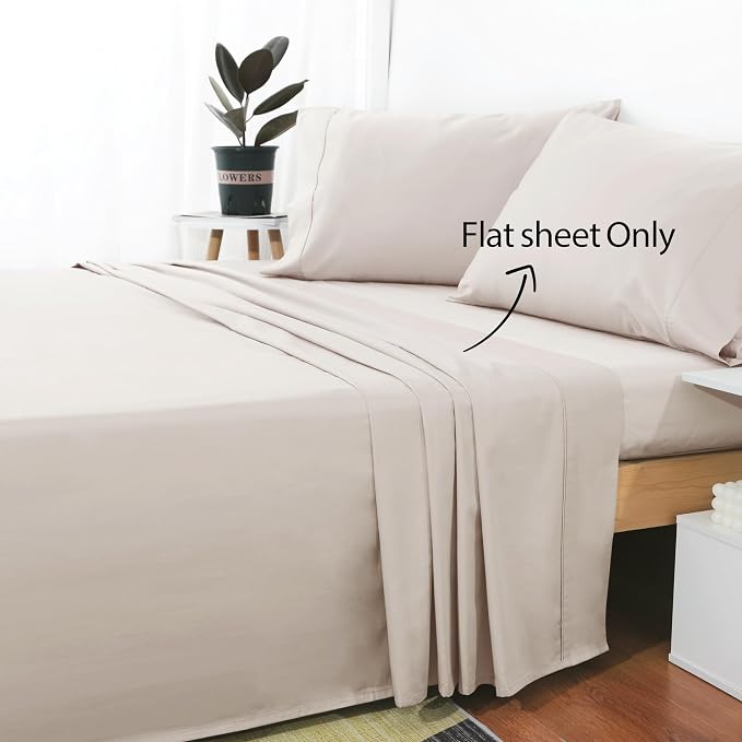Cotton Cal King Flat Sheet Only, 600 Thread Count 100% Egyptian Cotton Top - Image 2
