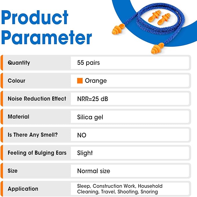 AZEN 55 Pairs Silicone Ear Plugs, Reusable Earplugs - Image 7
