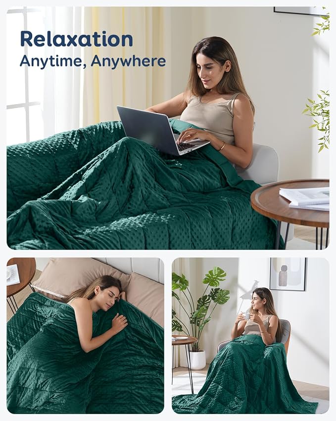 Kivik Cooling Weighted Blanket for Adults, 15 lbs Breathable Minky Dot Heavy - Image 6