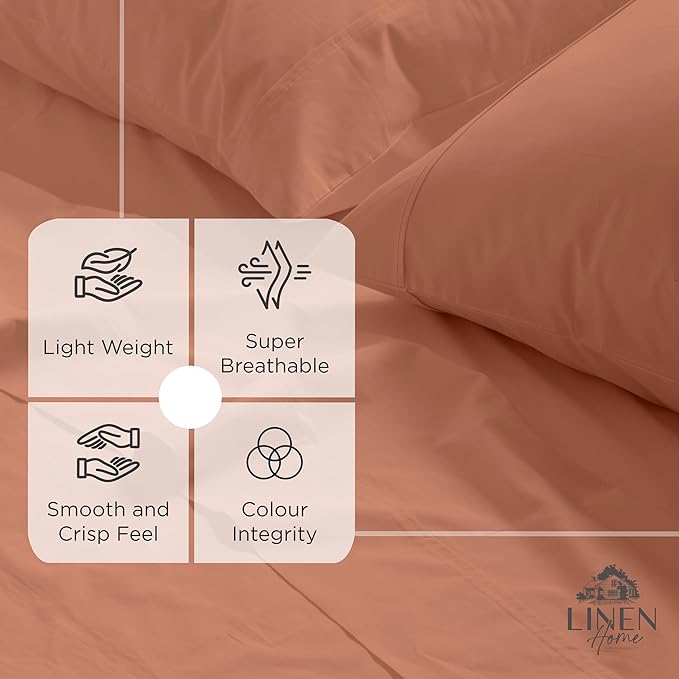 Linen Home 100% Cotton Percale Weave King Fitted Sheet Only - Image 2