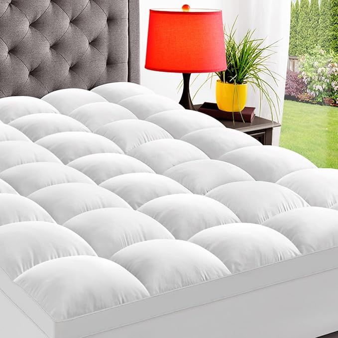ELEMUSE Queen Mattress Topper for Back Pain, Extra Thick Mattress Pad Cover by ELEMUSE