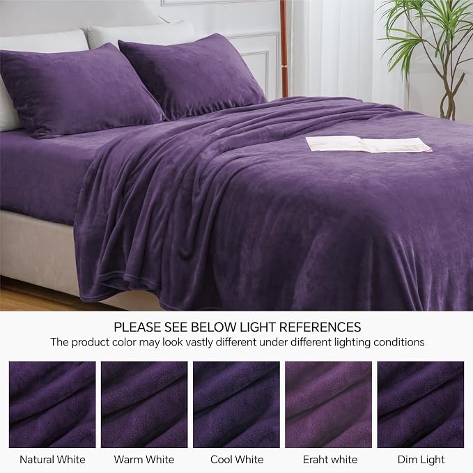 BEDELITE Flannel Sheets Full Size Purple - Image 9