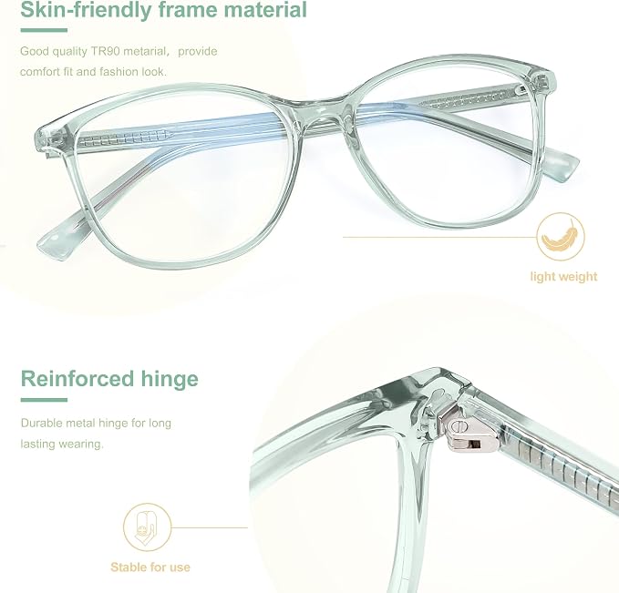 Madison Avenue TR90 Blue Light Blocking Glasses Anti Eyestrain UV Glare Blue - Image 3