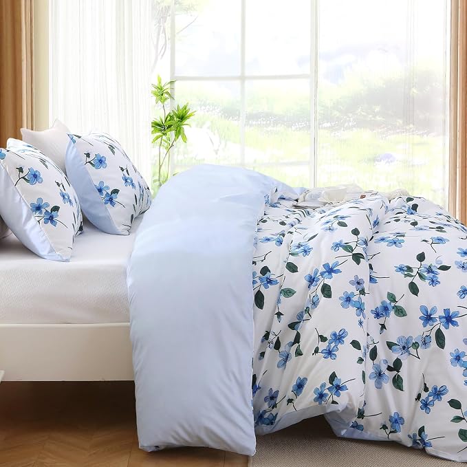 MUXHOMO Duvet Cover Queen Size, Reversible Vintage Floral Duvet Cover Set - Image 4