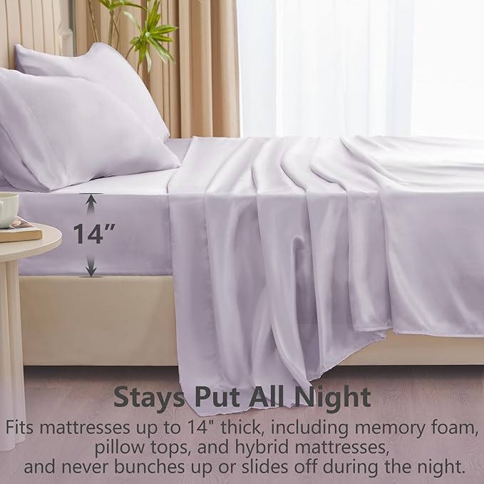 CozyLux Satin Sheets Queen Size Bed Set - Image 4
