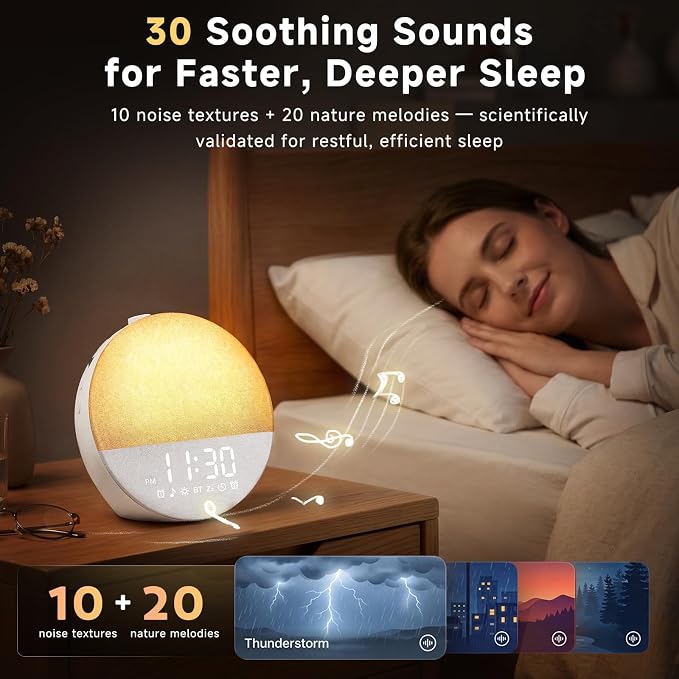 Geuuap Sunrise Alarm Clock White Noise Machine | Natural Wake-Up Light - Image 4
