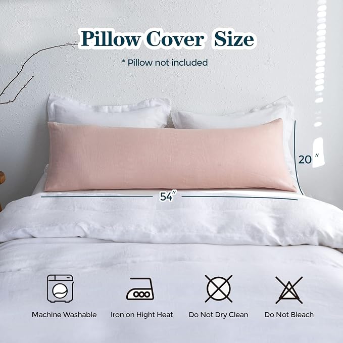 Simple&Opulence Body Pillow Cover 20" x 54", 100% Pure Linen, Ultra Soft and - Image 4