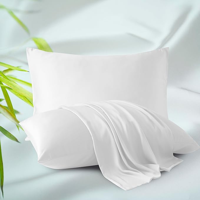 4-Pack Bamboo Viscose Zippered Pillow Cases King Size, 400 Thread Count Cooling by ZaizaiHome