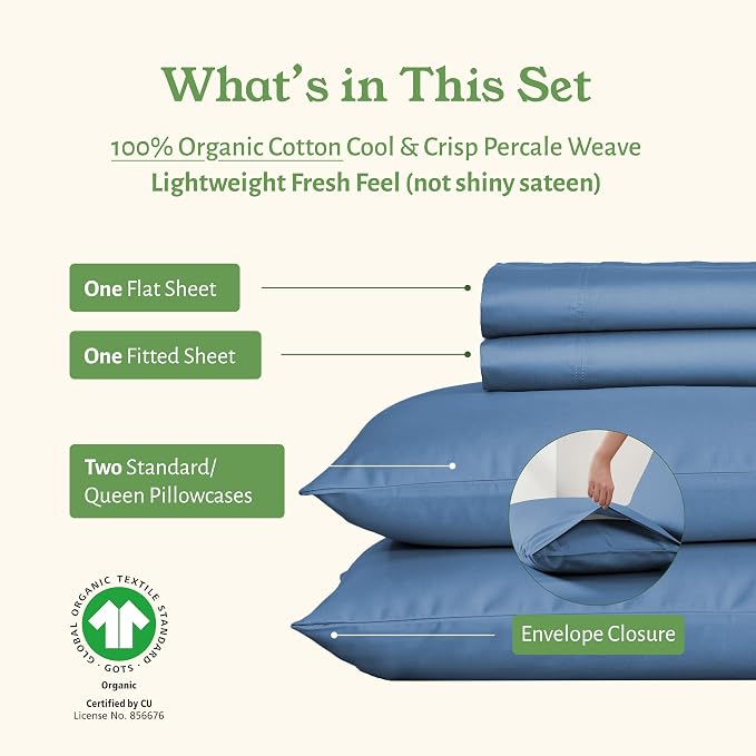 California Design Den Soft 100% Organic Cotton Sheets Full Size Bed Set - Image 4