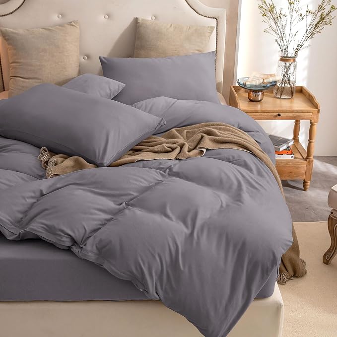 PURE ERA Jersey Knit Duvet Cover Set 100% T-Shirt Cotton Super Soft Comfy 3pc - Image 6