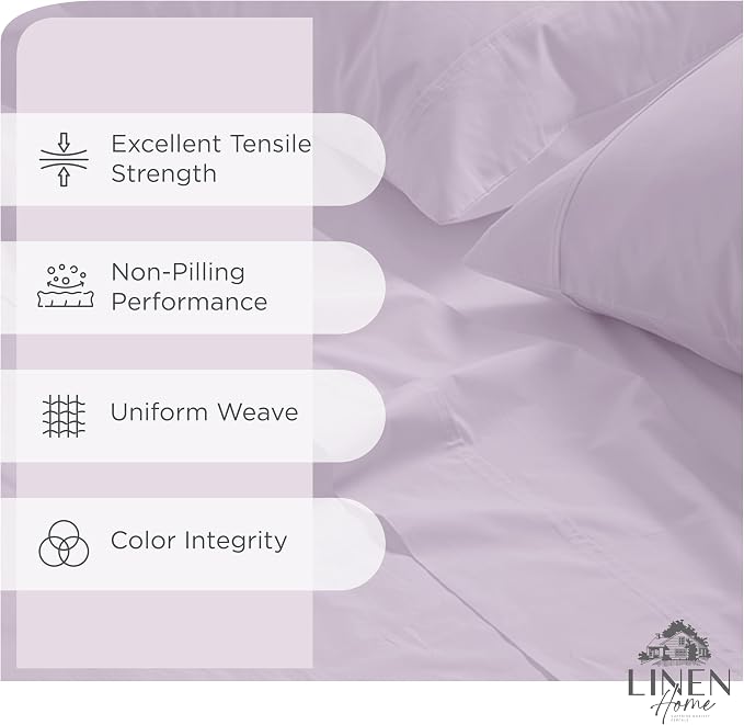 Linen Home 100% Cotton Percale Sheets King Size - Image 2