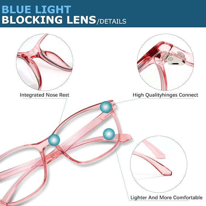 Oilway Blue-Light Blocking Glasses Computer Reading/Gaming/TV/Phones Glasses - Image 3