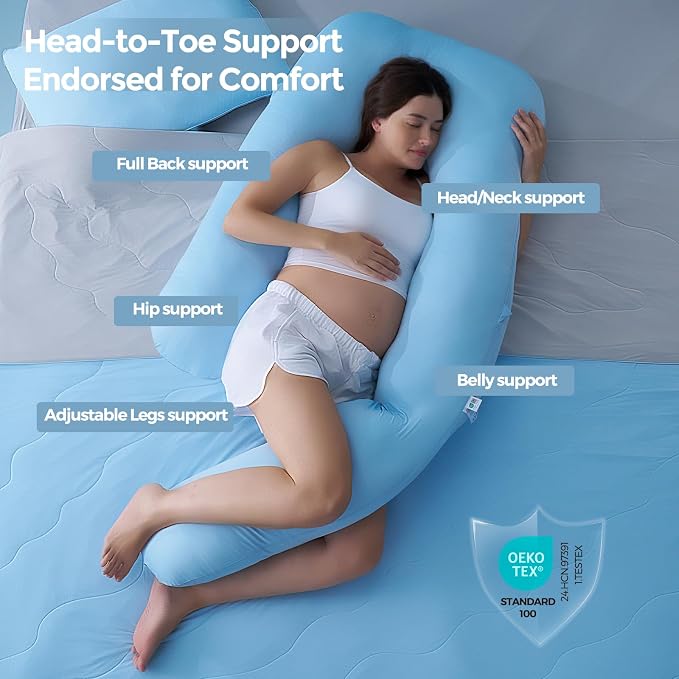 Momcozy Pregnancy Pillow with Cooling Cover, Dreamlign U Pro Maternity Pillow - Image 3