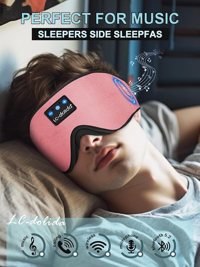 LC-dolida Sleep Headphones, Sleep Mask Bluetooth Wireless Music Eye Mask - Image 7