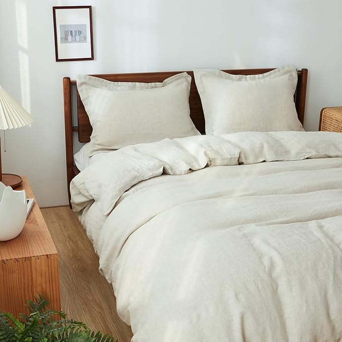Simple&Opulence 100% Linen Duvet Cover Set 3pcs Basic Style Natural French - Image 9
