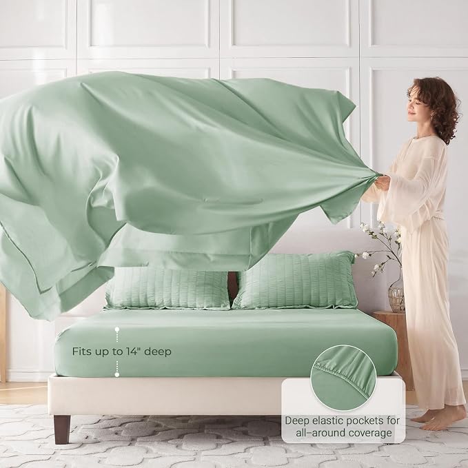 MUXHOMO 5 Pieces Twin XL Comforter Set, Seersucker Bed in a Bag Twin XL Size - Image 3