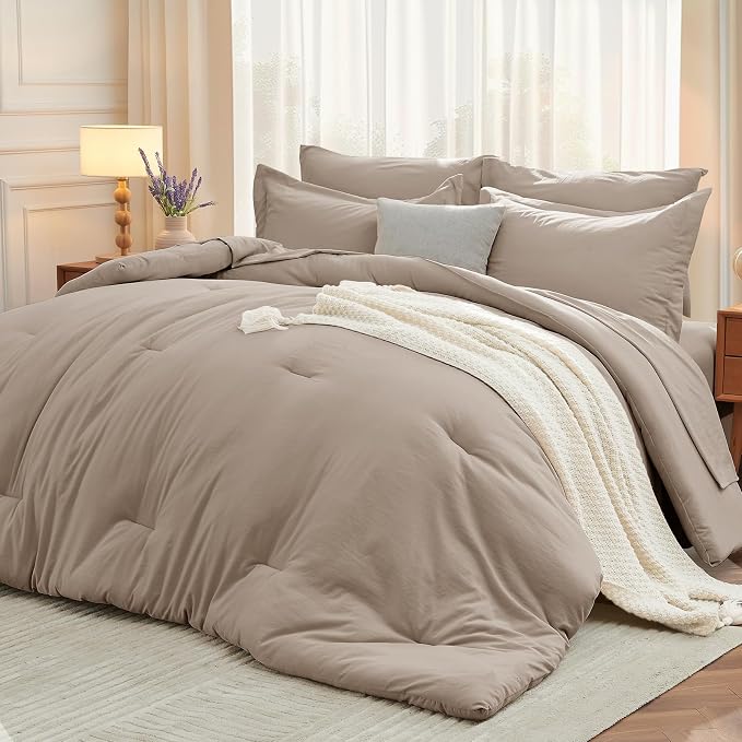 MUXHOMO 7 Pieces Full Comforter Set, Soft Bed in a Bag Full Size, All Season by MUXHOMO