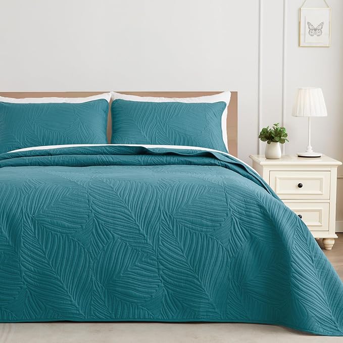 Exclusivo Mezcla King Size Quilt Bedding Set, Lightweight Teal Quilts King Size by ExclusivoMezcla