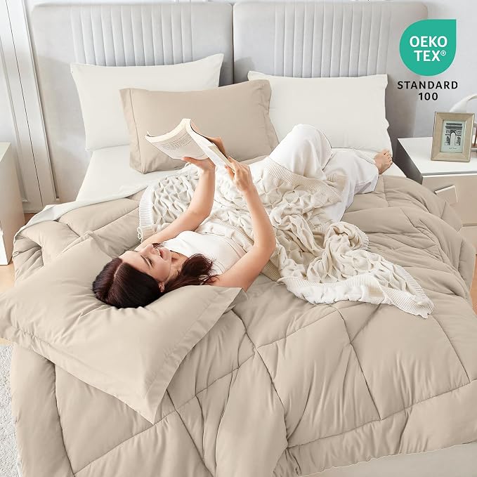 Sasttie Queen Comforter Set, 7 Pieces Reversible Bed in a Bag Queen, Complete - Image 5