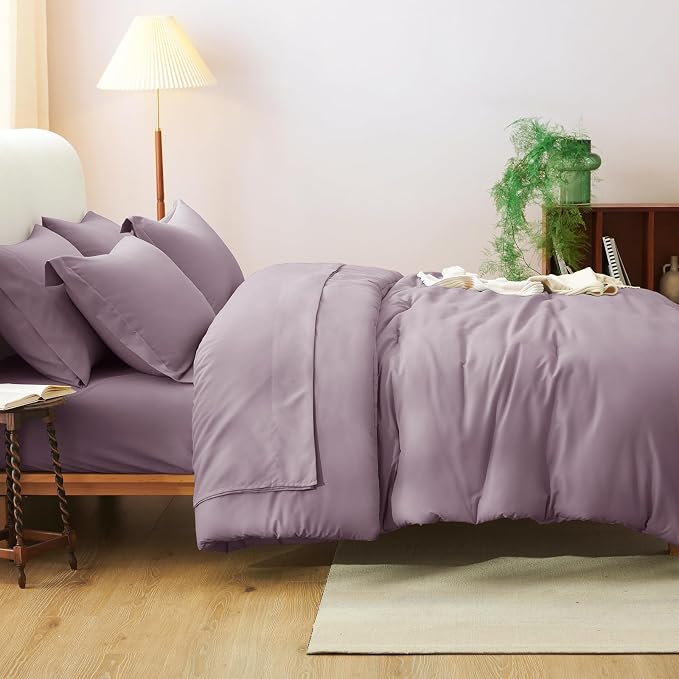 CozyLux King Size Comforter Set Dusty Purple, 7 Pieces Bed in a Bag King - Image 9