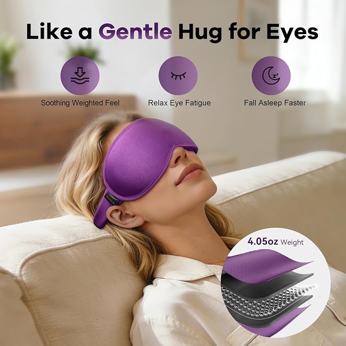 Blackout Eye Mask for Deep Sleep, 3D Weighted Sleep Mask for Women, Zero - Image 2