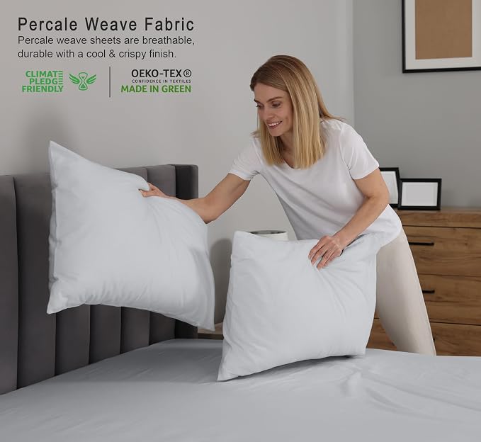 RUVANTI 100% Cotton Sheets – Queen Size Percale Bedding, Cooling & Breathable - Image 3