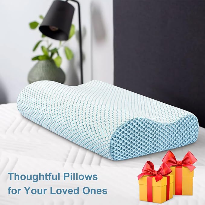 Anvo Memory Foam Pillow, Neck Contour Cervical Orthopedic Bed Pillow - Image 7