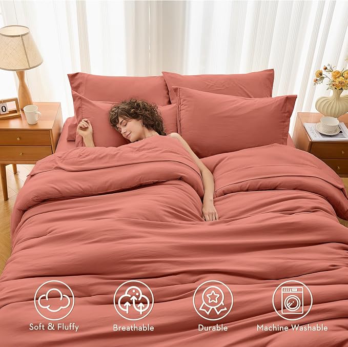 MUXHOMO 7 Pieces Full Comforter Set, Soft Bed in a Bag Full Size, All Season - Image 2